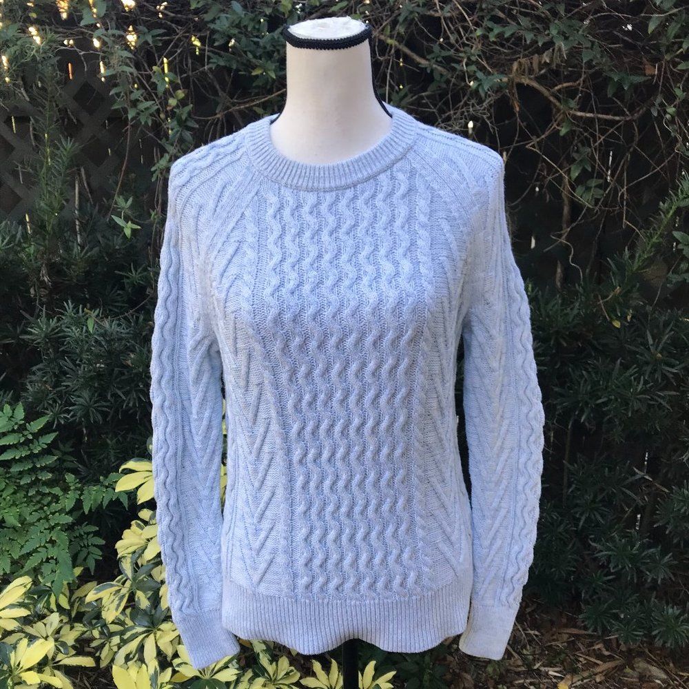 Gap Women's Size Xs Light Blue Cable Knit Crew Neck Casual Sweater